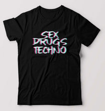 Load image into Gallery viewer, Sex Drugs Techno T-Shirt for Men-Black-Ektarfa.online

