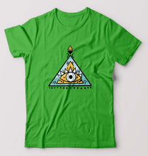 Load image into Gallery viewer, Psychedelic Triangle eye T-Shirt for Men-S(38 Inches)-flag green-Ektarfa.online
