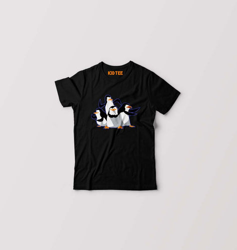 Penguins of Madagascar Kids T-Shirt for Boy/Girl-Black-Ektarfa.online