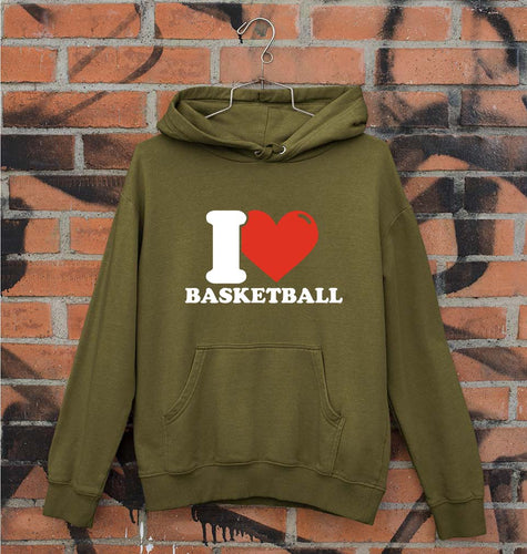 I Love Basketball Unisex Hoodie for Men/Women-Olive Green-Ektarfa.online