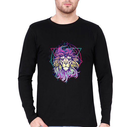 Psychedelic Lion Full Sleeves T-Shirt for Men-Black-Ektarfa.online