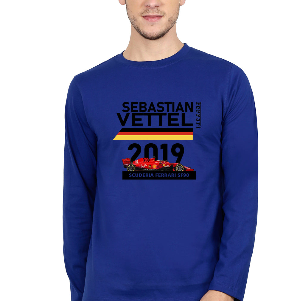 Sebastian Vettel F1 Ferrari Full Sleeves T-Shirt for Men-Royal Blue-Ektarfa.online