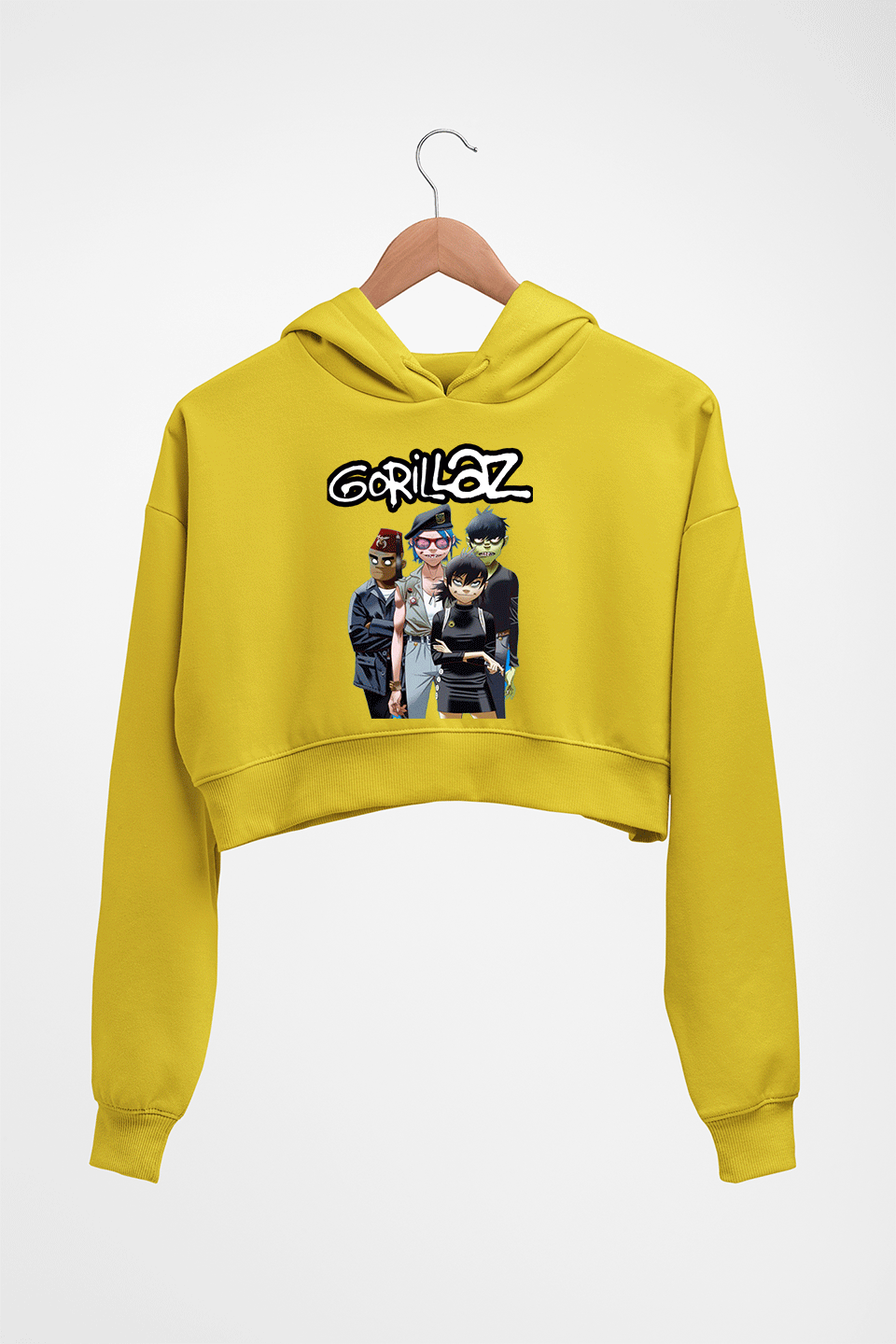 Gorillaz Crop HOODIE FOR WOMEN-Mustard Yellow-Ektarfa.online