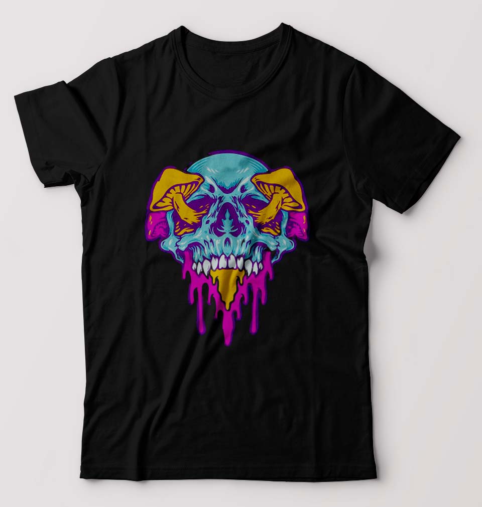 Trippy Psychedelic Skull T-Shirt for Men-Black-Ektarfa.online