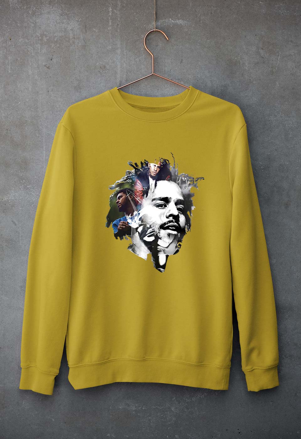 J. Cole Unisex Sweatshirt for Men/Women-Mustard Yellow-Ektarfa.online