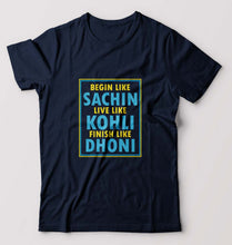 Load image into Gallery viewer, CRICKET Sachin Kohli Dhoni T-Shirt for Men-S(38 Inches)-Navy Blue-Ektarfa.online
