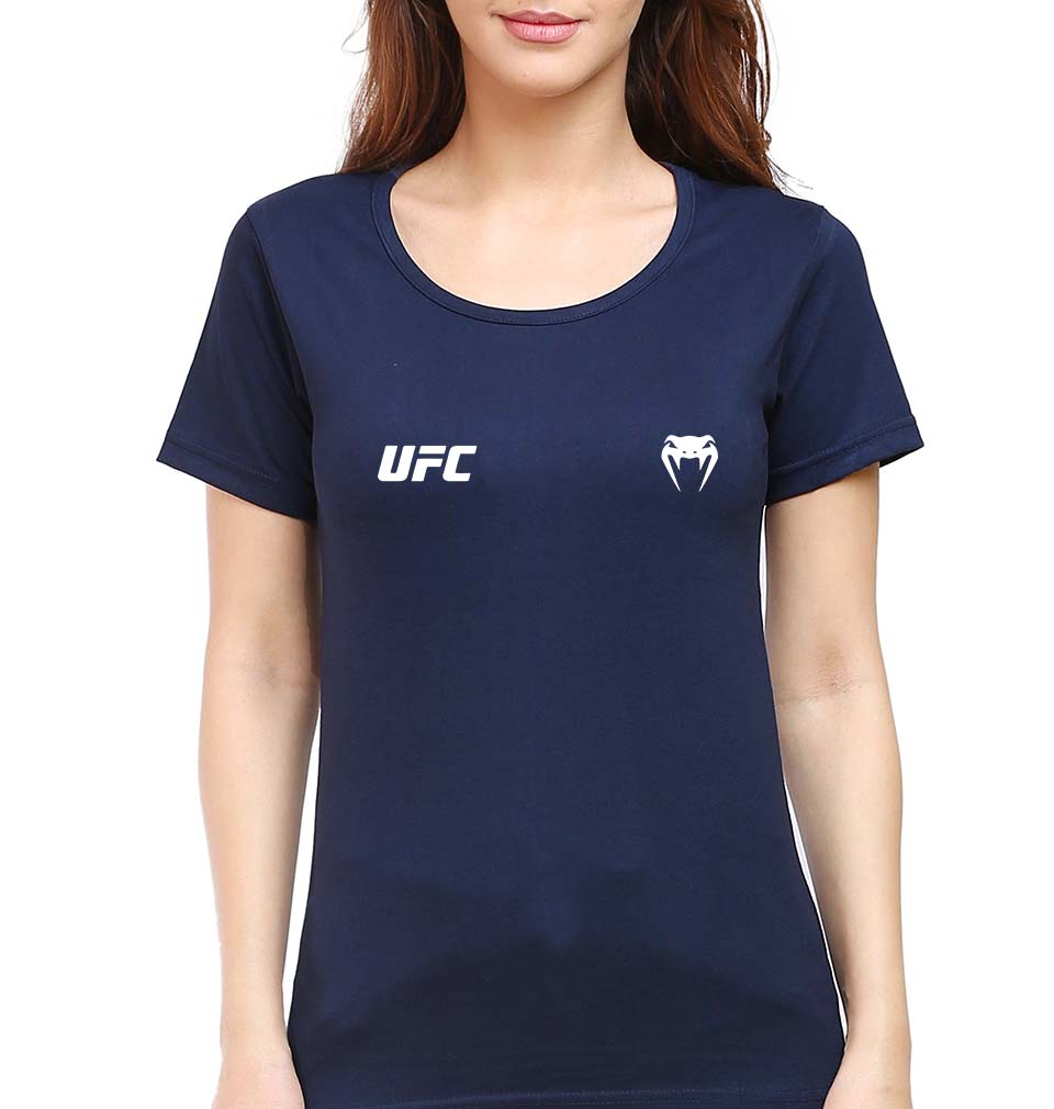 UFC Venum T-Shirt for Women-XS(32 Inches)-Navy Blue-Ektarfa.online