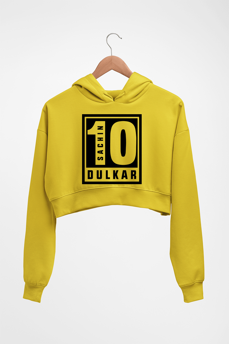 Sachin Tendulkar Crop HOODIE FOR WOMEN-Mustard Yellow-Ektarfa.online