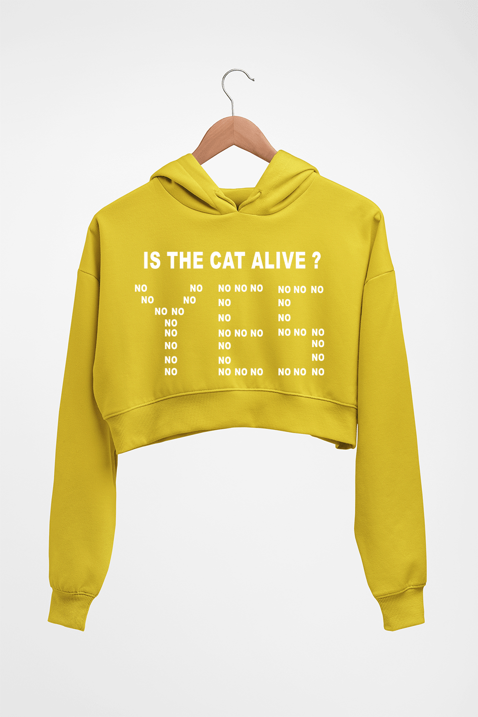 SCHRÖDINGER'S CAT Crop HOODIE FOR WOMEN-Mustard Yellow-Ektarfa.online