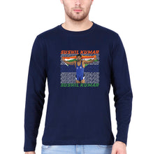 Load image into Gallery viewer, Sushil Kumar Full Sleeves T-Shirt for Men-S(38 Inches)-Navy Blue-Ektarfa.online

