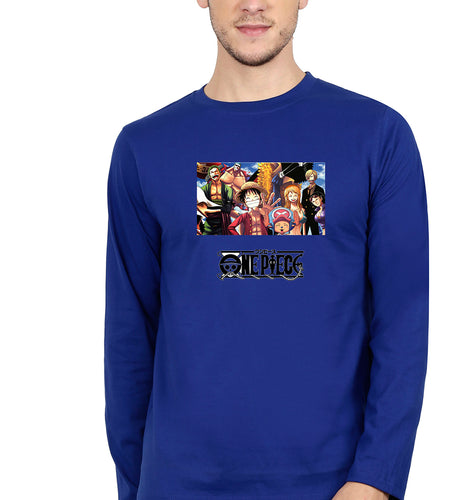 One Piece Full Sleeves T-Shirt for Men-Royal Blue-Ektarfa.online