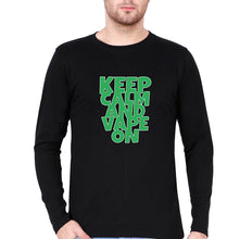 Load image into Gallery viewer, keep calm and vape on Full Sleeves T-Shirt for Men-S(38 Inches)-Black-Ektarfa.online
