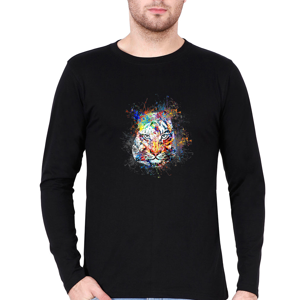 Tiger Full Sleeves T-Shirt for Men-Black-Ektarfa.online