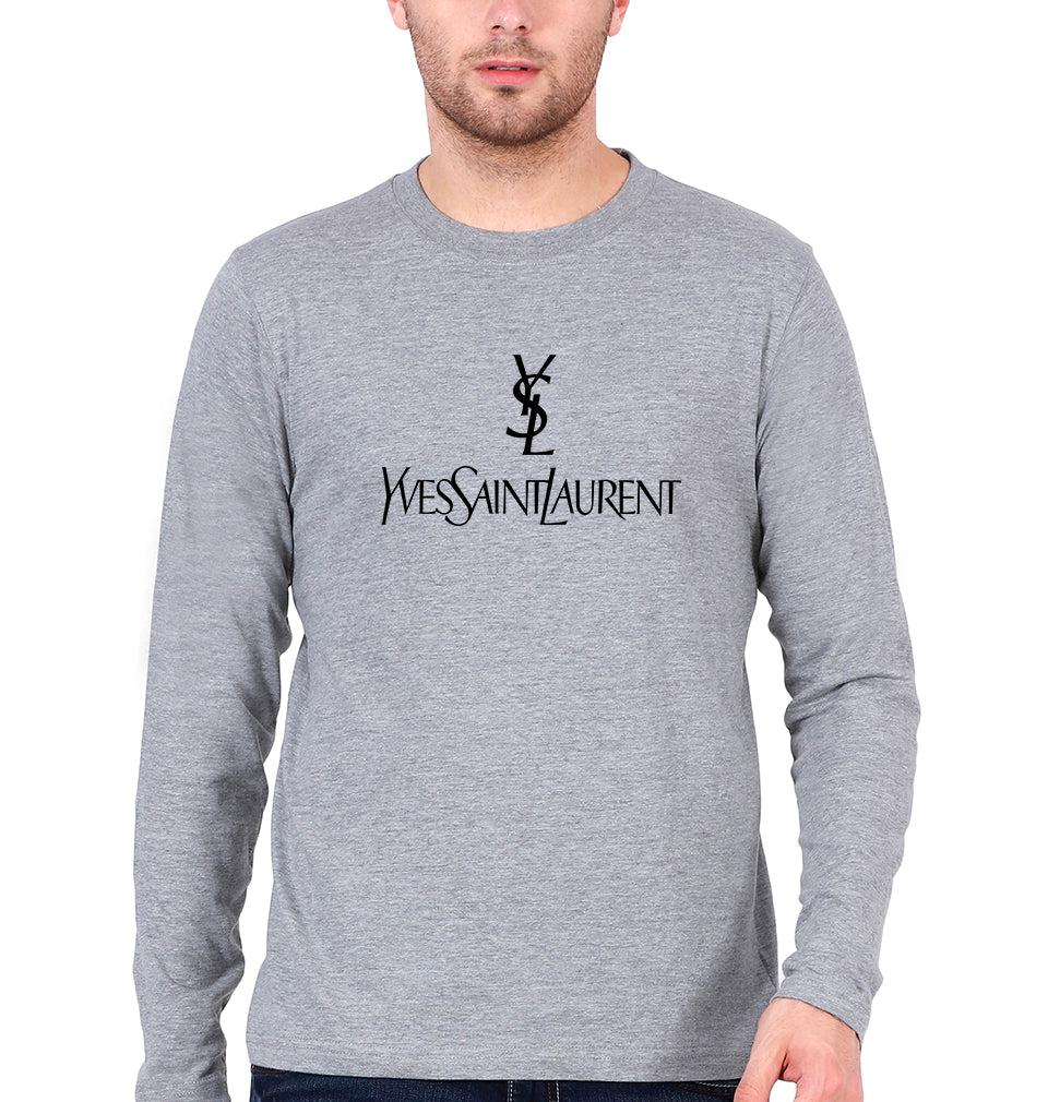 YSL Full Sleeves T-Shirt for Men-Grey Melange-Ektarfa.online