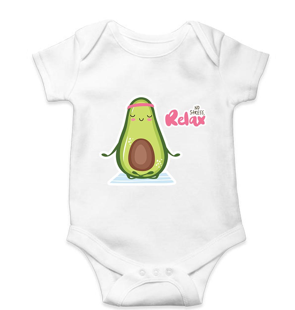 Avocado Relax Kids Romper For Baby Boy/Girl-0-5 Months(18 Inches)-White-Ektarfa.online