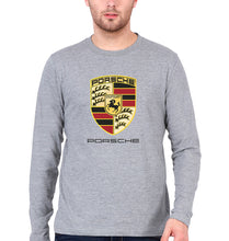 Load image into Gallery viewer, Porsche Logo Full Sleeves T-Shirt for Men-Grey Melange-Ektarfa.online
