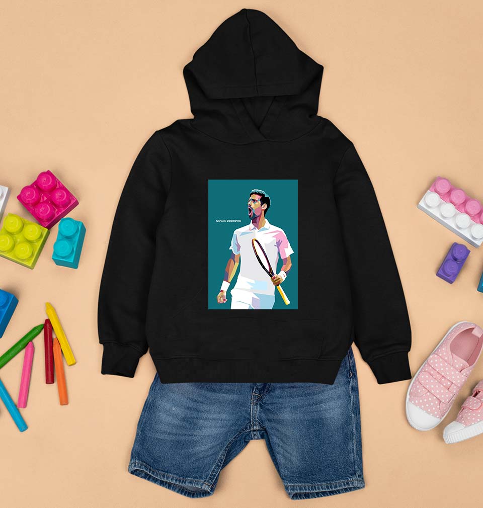 Novak Djokovic Tennis Kids Hoodie for Boy/Girl-Black-Ektarfa.online