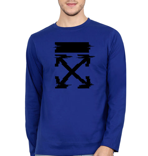 Off White Tee Full Sleeves T-Shirt for Men-Royal Blue-Ektarfa.online