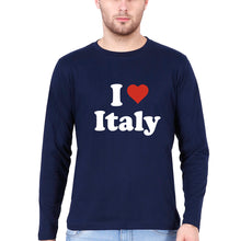 Load image into Gallery viewer, I Love Italy T Full Sleeves T-Shirt for Men-Navy Blue-Ektarfa.online
