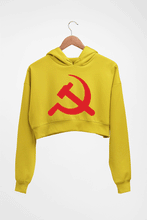 Load image into Gallery viewer, Communist party Crop HOODIE FOR WOMEN-Mustard Yellow-Ektarfa.online

