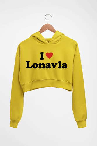 I Love Lonavla Crop HOODIE FOR WOMEN-Mustard Yellow-Ektarfa.online