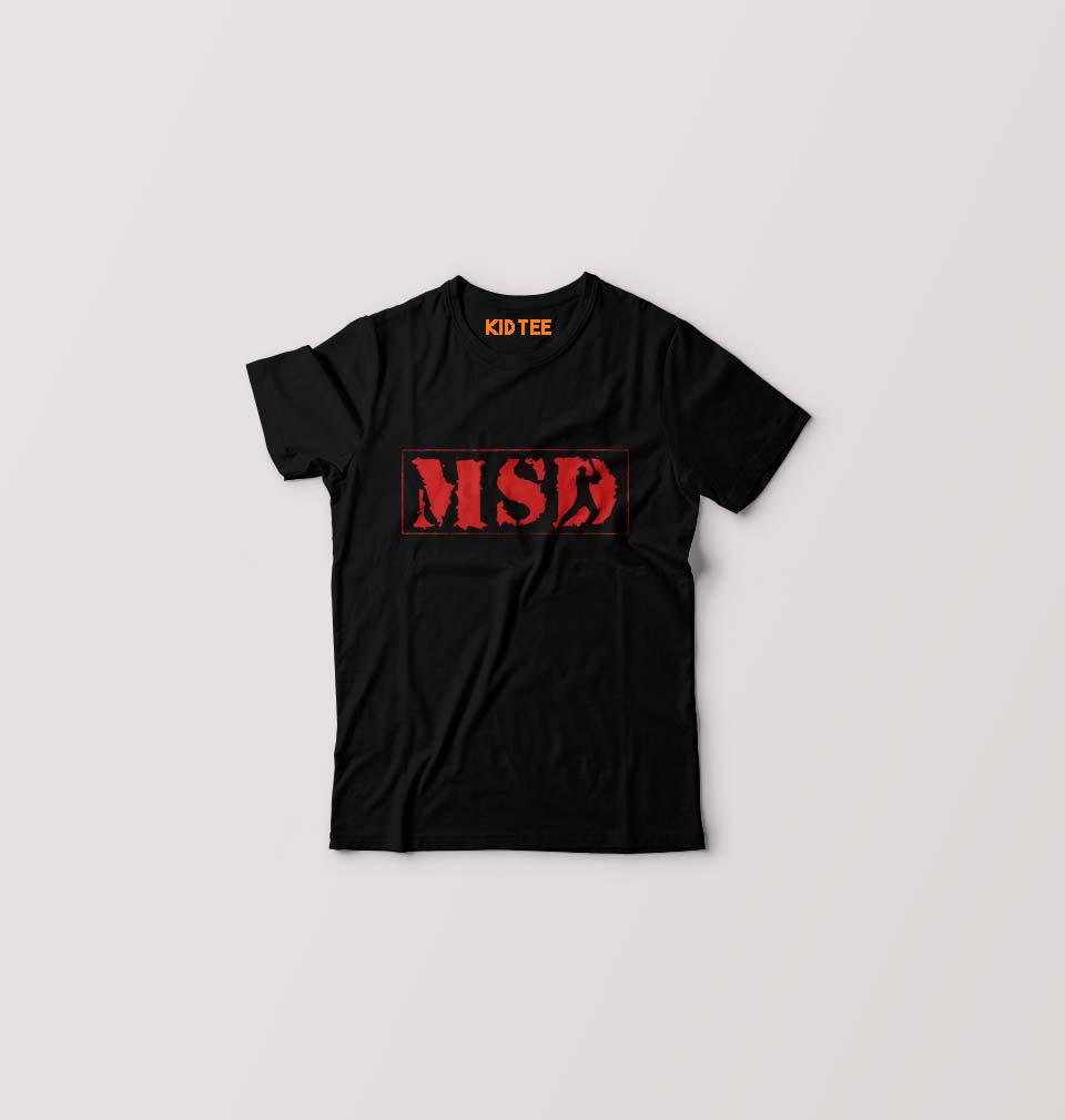 MS Dhoni (MSD) T-Shirt for Boy/Girl-Black-Ektarfa.online