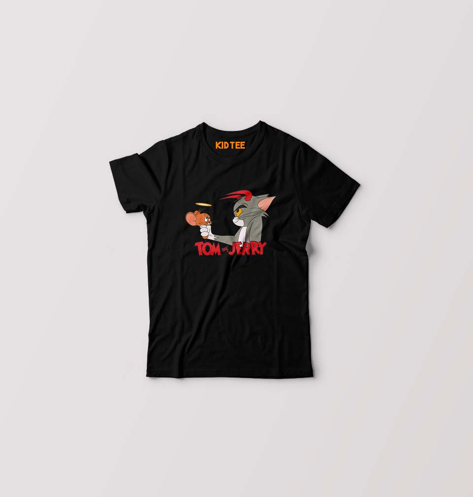 Tom and Jerry Kids T-Shirt for Boy/Girl-0-1 Year(20 Inches)-Black-Ektarfa.online