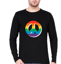 Load image into Gallery viewer, Peace Pride Full Sleeves T-Shirt for Men-S(38 Inches)-Black-Ektarfa.online
