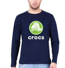 Load image into Gallery viewer, Crocs Full Sleeves T-Shirt for Men-S(38 Inches)-Navy Blue-Ektarfa.online
