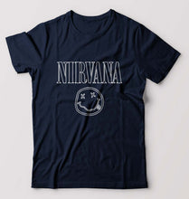 Load image into Gallery viewer, Nirvana T-Shirt for Men-S(38 Inches)-Navy Blue-Ektarfa.online
