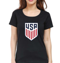 Load image into Gallery viewer, USA Football T-Shirt for Women-XS(32 Inches)-Black-Ektarfa.online

