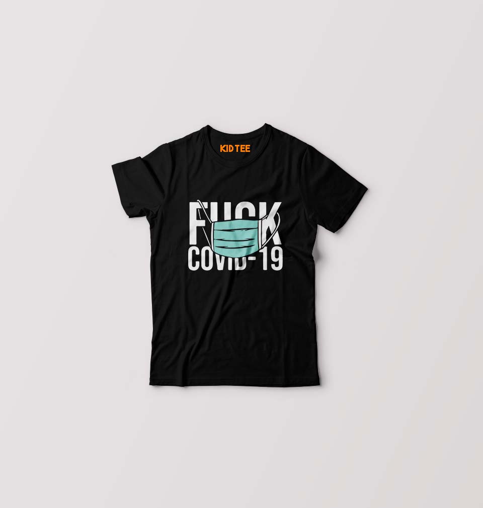 Fuck Covid Kids T-Shirt for Boy/Girl-Black-Ektarfa.online