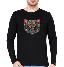 Load image into Gallery viewer, Psychedelic Cat Full Sleeves T-Shirt for Men-Black-Ektarfa.online
