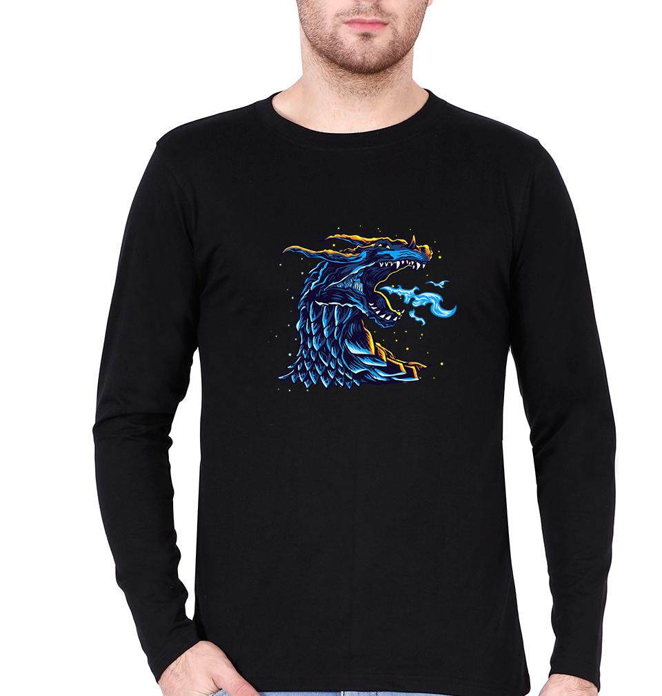 Dragon Full Sleeves T-Shirt for Men-S(38 Inches)-Black-Ektarfa.online