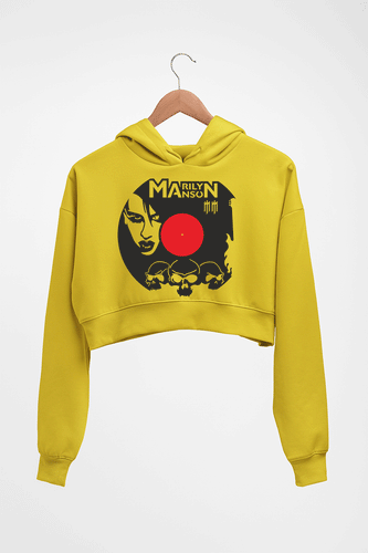 Marilyn Manson Crop HOODIE FOR WOMEN-Mustard Yellow-Ektarfa.online