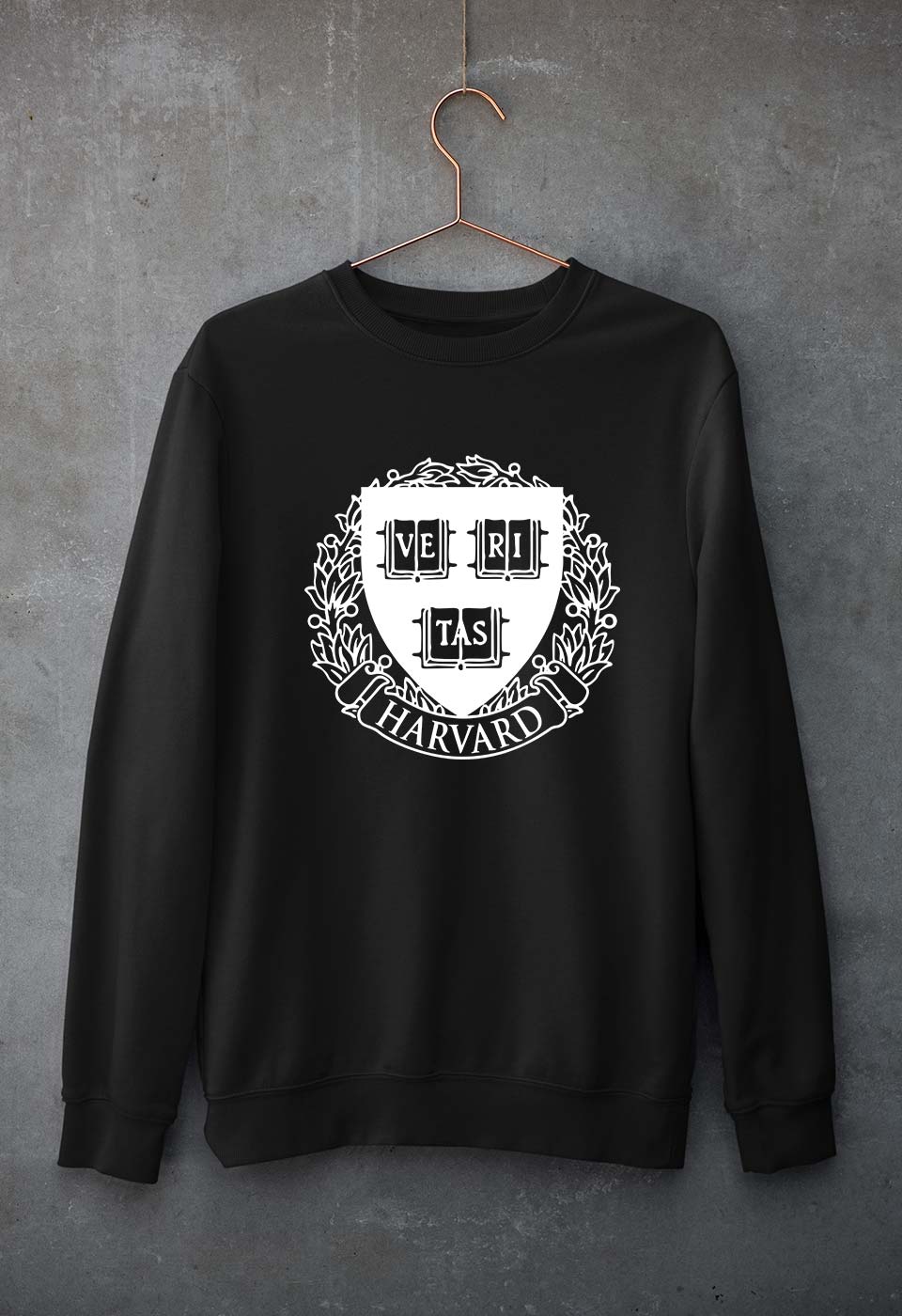 Harvard Unisex Sweatshirt for Men/Women-S(40 Inches)-Black-Ektarfa.online
