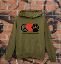 Load image into Gallery viewer, Peace Love Animals Unisex Hoodie for Men/Women-Olive Green-Ektarfa.online
