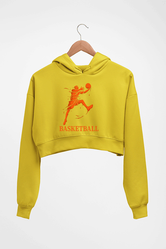 NBA Basketball Crop HOODIE FOR WOMEN-Mustard Yellow-Ektarfa.online