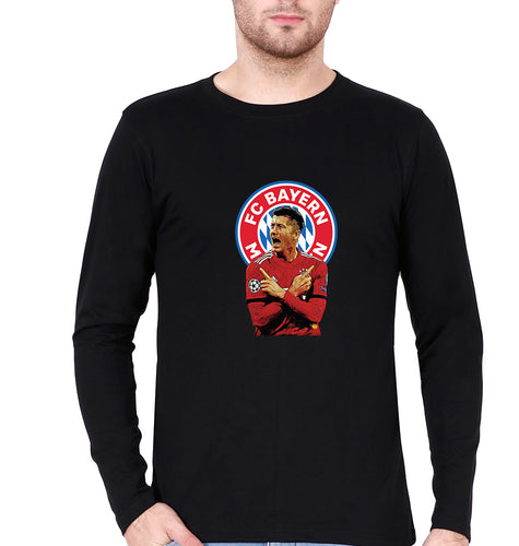 Robert Lewandowski Full Sleeves T-Shirt for Men-Black-Ektarfa.online