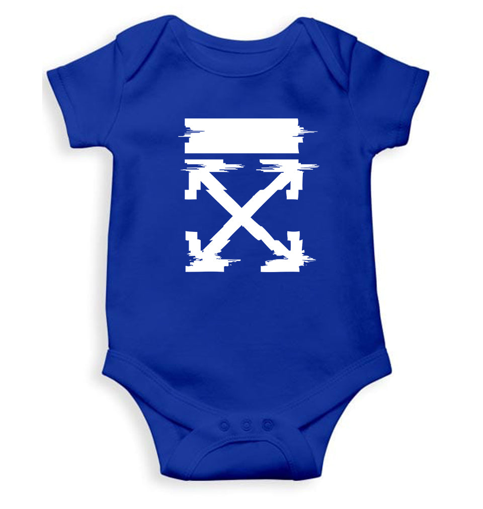 Off White Tee Kids Romper For Baby Boy/Girl-0-5 Months(18 Inches)-Royal Blue-Ektarfa.online