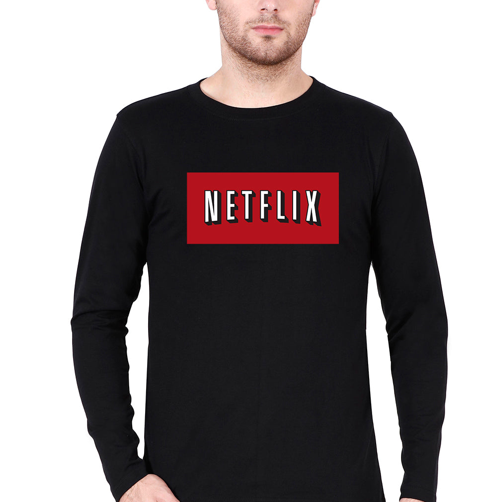 Netflix Full Sleeves T-Shirt for Men-Black-Ektarfa.online
