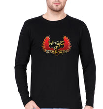 Load image into Gallery viewer, Wings of Strength Full Sleeves T-Shirt for Men-S(38 Inches)-Black-Ektarfa.online
