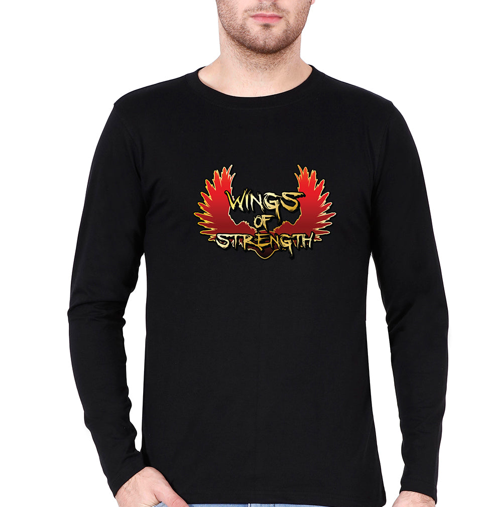 Wings of Strength Full Sleeves T-Shirt for Men-S(38 Inches)-Black-Ektarfa.online