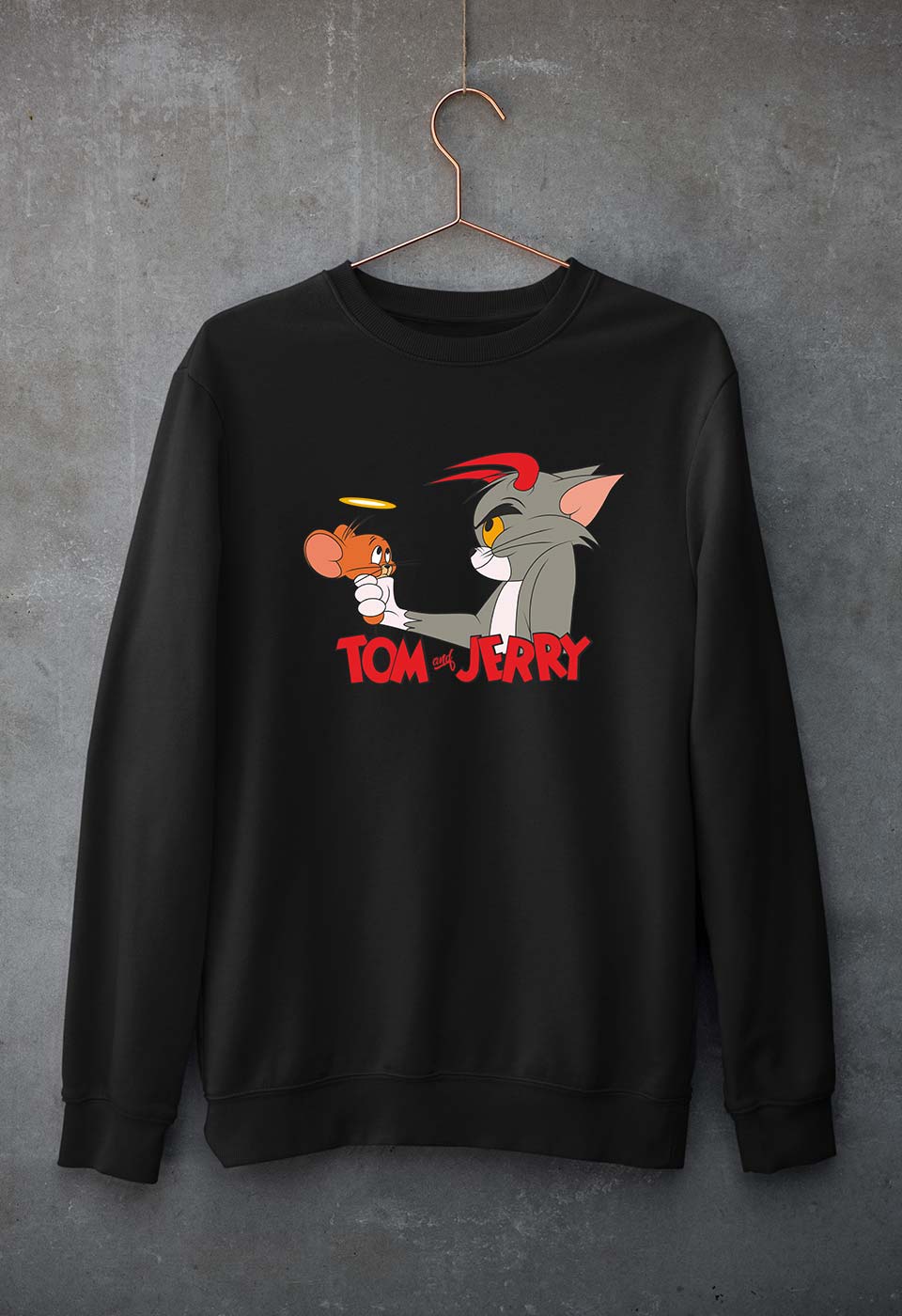 Tom and Jerry Unisex Sweatshirt for Men/Women-S(40 Inches)-Black-Ektarfa.online