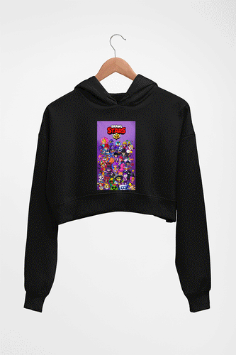 Brawl Stars Crop HOODIE FOR WOMEN-Black-Ektarfa.online
