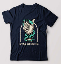 Load image into Gallery viewer, Stay Strong T-Shirt for Men-S(38 Inches)-Navy Blue-Ektarfa.online
