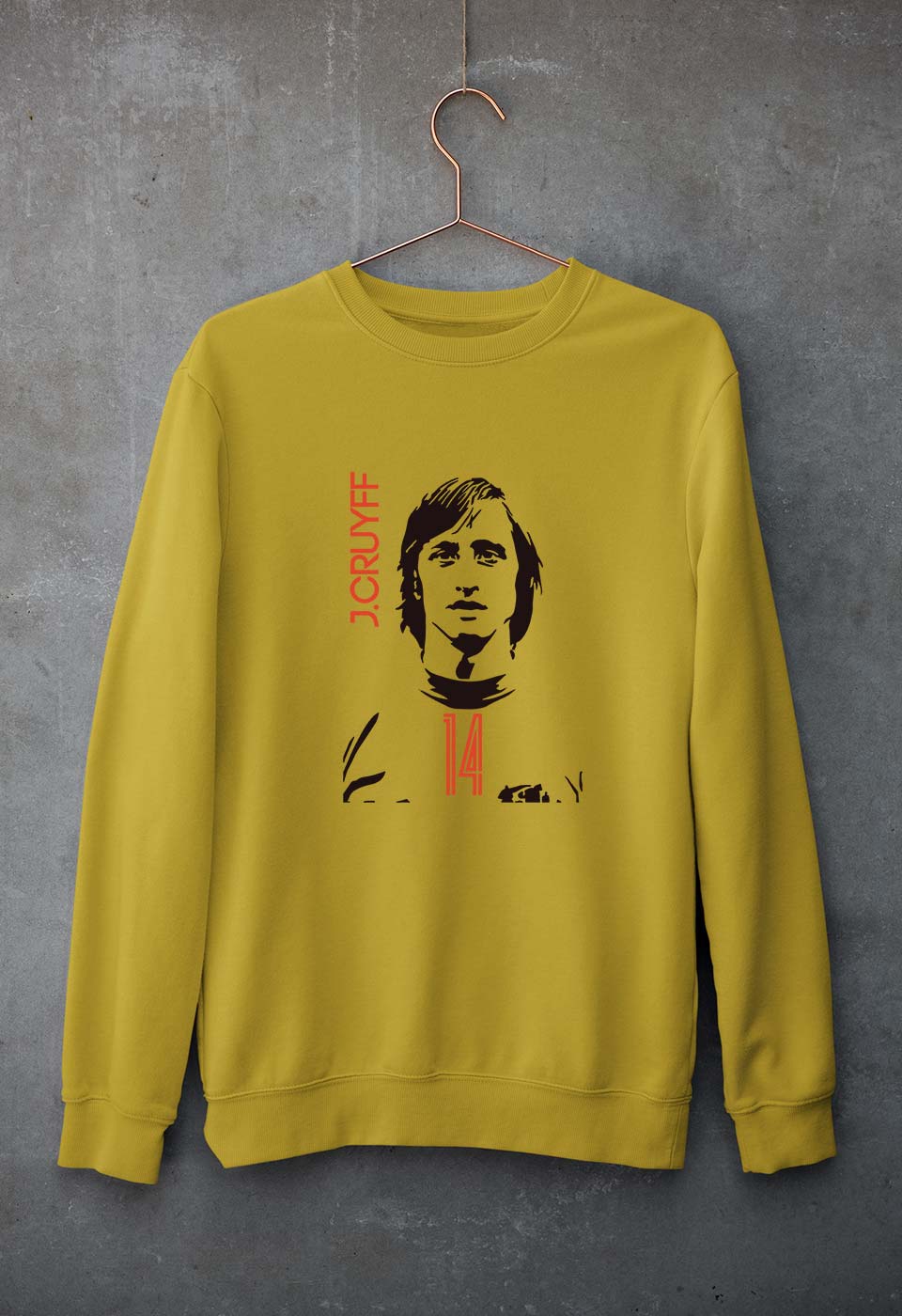 Johan Cruyff Unisex Sweatshirt for Men/Women-S(40 Inches)-Mustard Yellow-Ektarfa.online