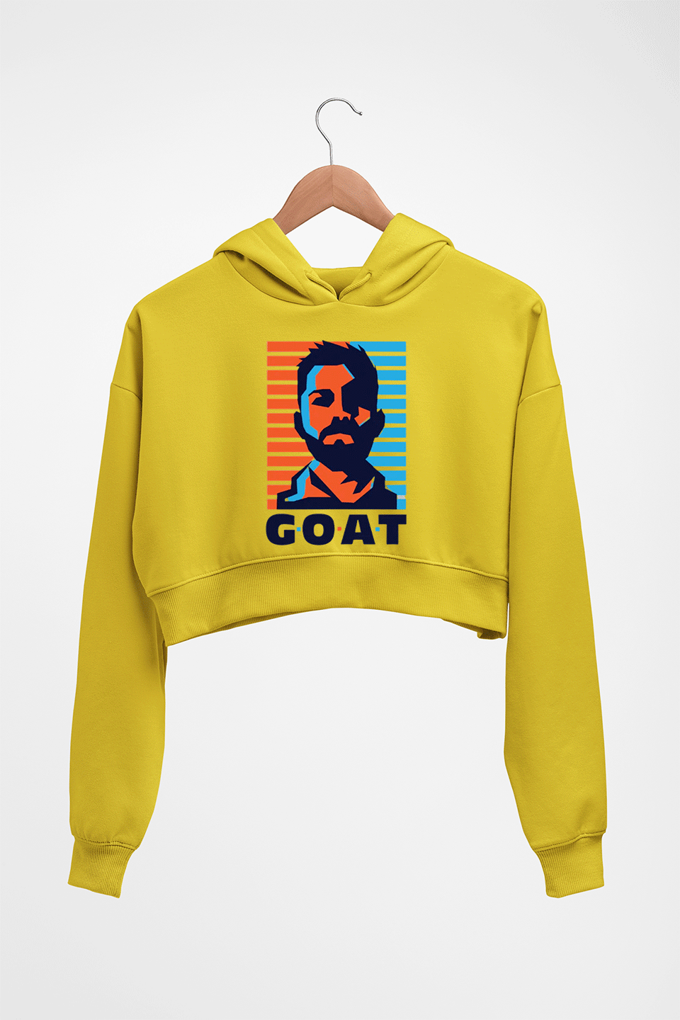 Virat Kohli Crop HOODIE FOR WOMEN-Mustard yellow-Ektarfa.online