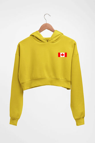 Canada Flag Crop HOODIE FOR WOMEN-Mustard yellow-Ektarfa.online