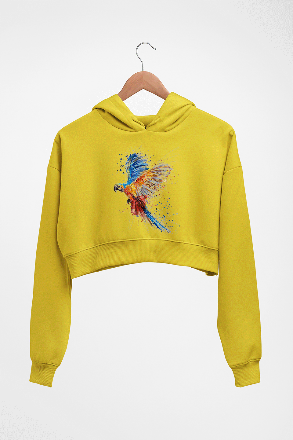 Parrot Crop HOODIE FOR WOMEN-Mustard Yellow-Ektarfa.online